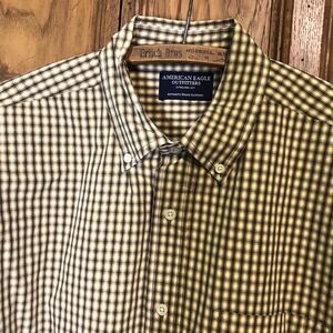 American Eagle Classic Fit Shirt Men's size M Cotton Gold Plaid LS Button Down